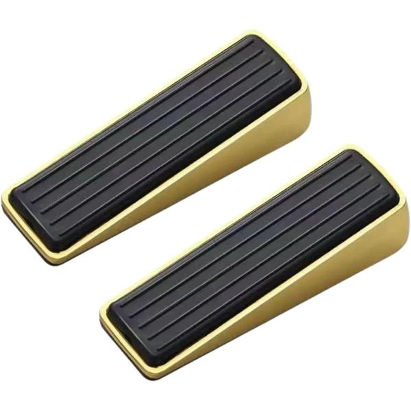 ドアストッパー 差し込み式 ドア止め 2個セット 収納ケース付き 扉ストッパー 挟み防止 おしゃれ レトロ (ゴールド)