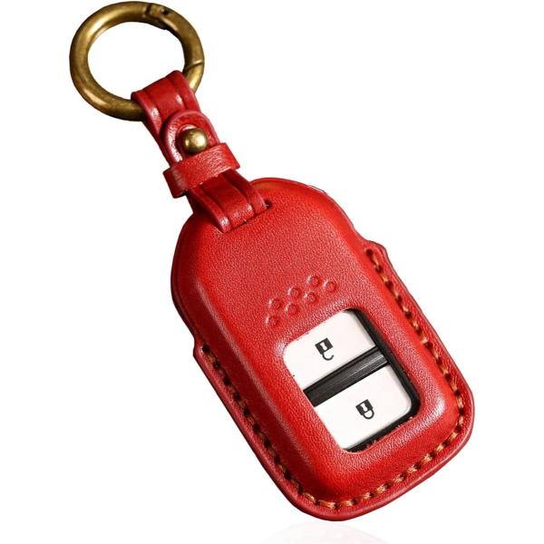 互換品 ホンダ キーケース ヴェゼル フリード WR-V 本革 キーカバー フィット ステップワゴン シビック オデッセイ (レッド)