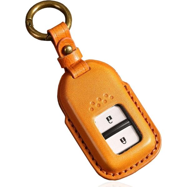 互換品 ホンダ キーケース ヴェゼル フリード WR-V 本革 キーカバー フィット ステップワゴン シビック オデッセイ (キャメル)