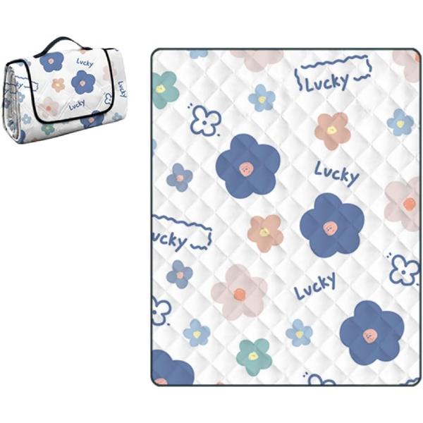 レジャーシート 厚手 防水 160x100cm ピクニックシート 撥水 クッション アウトドア MDM (フラワー, 大)