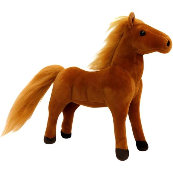 おもちゃ ぬいぐるみ 動物 馬 競馬 ふわふわ 癒し グッズ 子供 大人 誕生日 プレゼント (ダークブラウン, 30cm)
