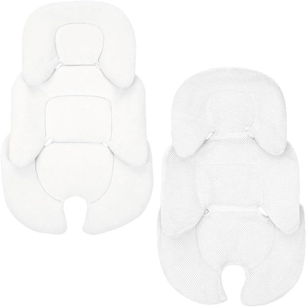 ふわふか密着 ベビーカー シートクッション チャイルドシート インナー 通気 メッシュ 軽量 両面仕様 洗濯可能 (ホワイト)