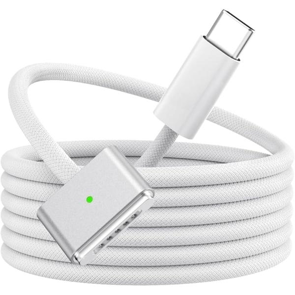 【互換品】 USB-C to Mag-Safe 3 磁気充電ケーブル 2M 高耐久編組ナイロン (ホワイト)