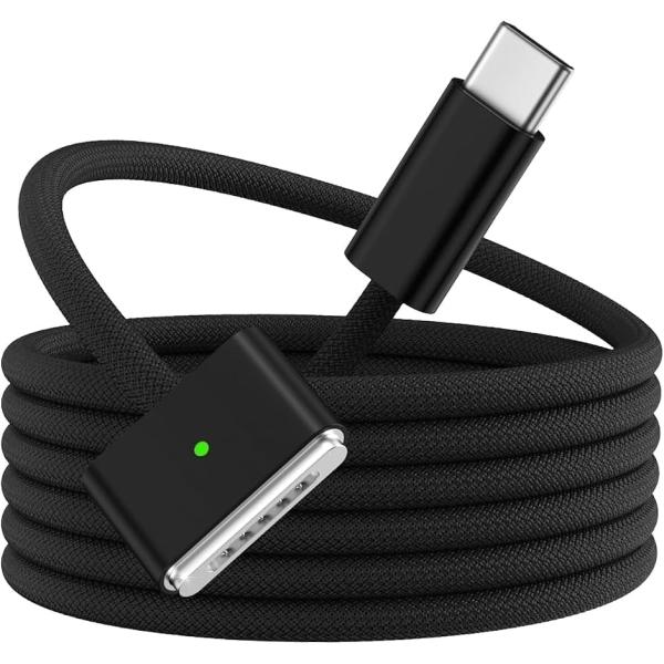 【互換品】 USB-C to Mag-Safe 3 磁気充電ケーブル 2M 高耐久編組ナイロン (ブラック)