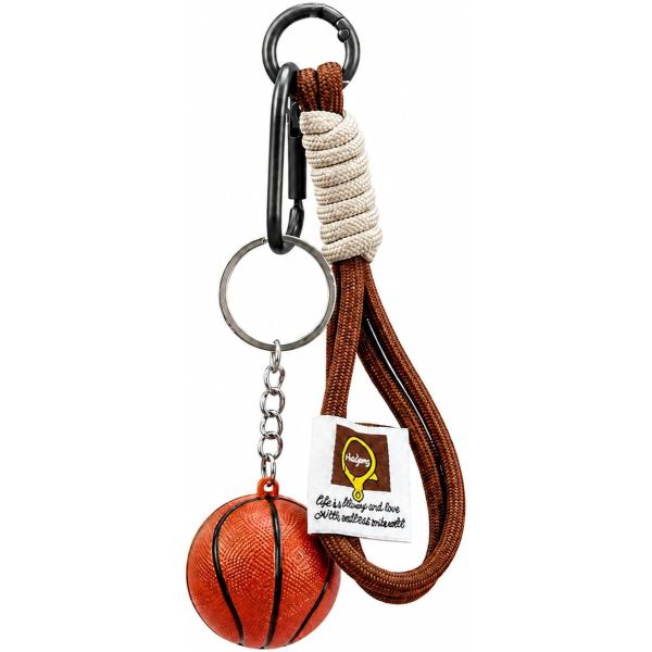 バスケットボール キーホルダー ボールモチーフ バッグチャーム キーリング (バスケットボール/ダークブラウン,  Free Size)