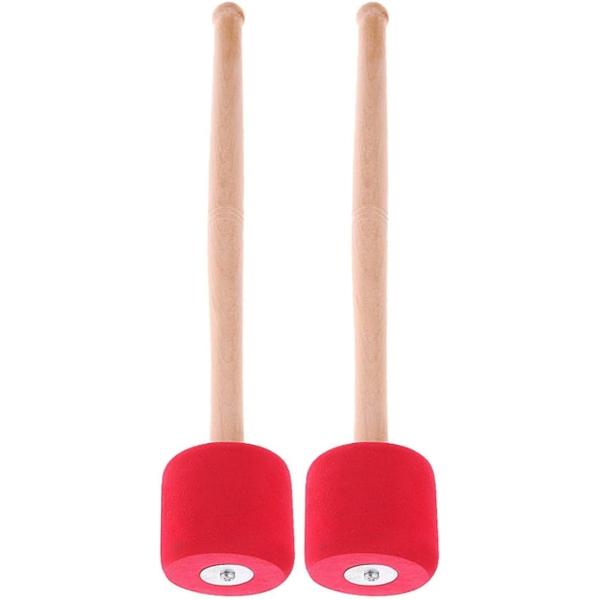 マレット 木製 木琴 バチ 2本1組 楽器 チャイム ベル パーカッション用 (レッド)