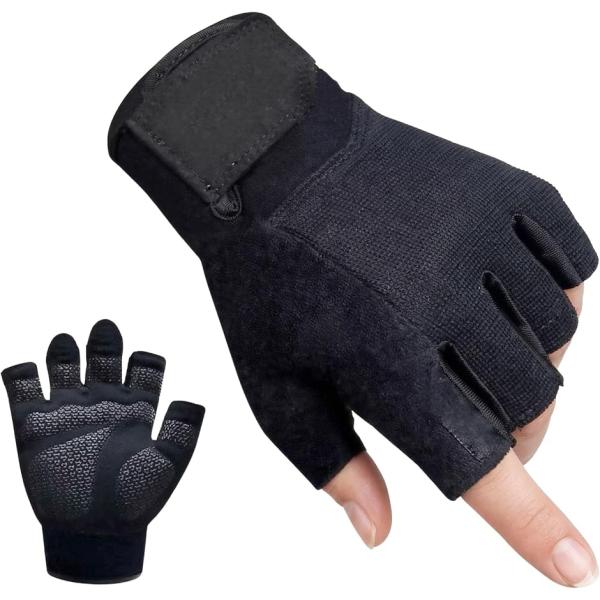 トレーニンググローブ 手のひら保護 握りやすい 筋トレ ジム用 左右1組 通気性 指なし メンズ レディース (ブラック,  XL)
