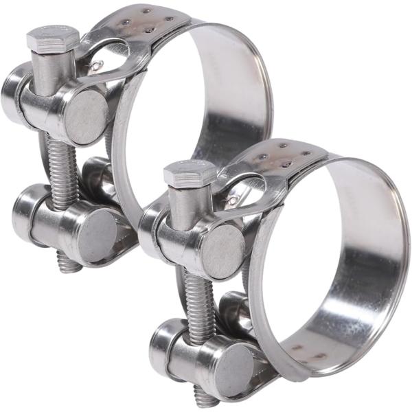 マフラーバンド ステンレス 2個セット 汎用 車 バイク(シルバー 44-47mm)
