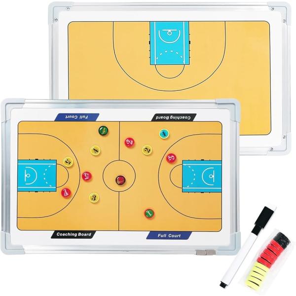 両面フルコート＆ハーフコートデザインマグネット付き駒セットで戦術配置が簡単専用ウォーターペンとイレイサー付き高級アルミ合金＋PVC素材で耐久性抜群軽量コンパクトで持ち運びに便利