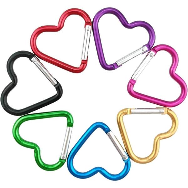 おしゃれなハート型デザイン：ファッション性が高く、日常使いにもぴったり。高耐久アルミ素材：軽くて錆びにくく、長期間の使用でも劣化しにくい。登山・クライミング用途不可：アクセサリー・雑貨・軽量物の保持にご使用ください。