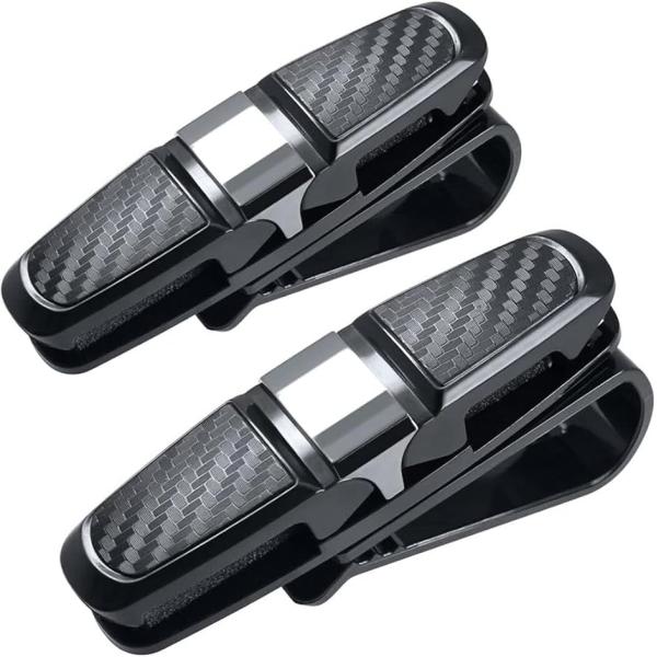 サングラスホルダー 車用 サンバイザー取付 180度回転 メガネ カード収納 2個セット (シルバー)