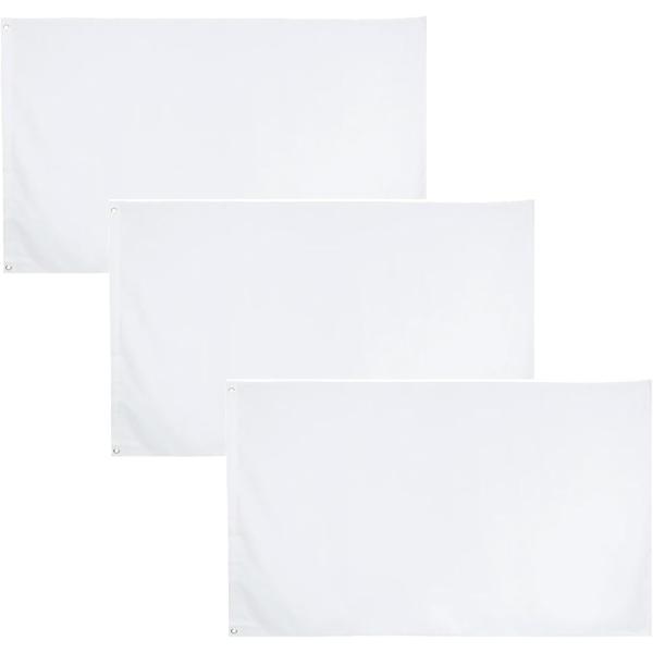 運動会や学園祭に最適。大判の白無地旗、90x150cm3枚セット。 手書きでオリジナルの学級旗や横断幕が作れます。書き込める白地の無地旗だから体育祭や学園祭で手書きのオリジナル学級旗を作る時に便利。手作り応援グッズやタペストリー制作にぴった...