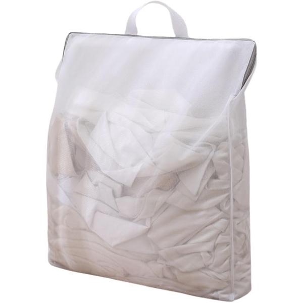 バリエーションコード : 2BU4S1IKF3便利な持ち手付き/ バック型 洗濯ネット 大容量 ランドリーネット 洗濯かごとして使って洗濯時にファスナー閉めて洗濯機にポイするだけ。「洗濯カゴ不要の時短グッズ」約10cmの幅があり開口部も大き...