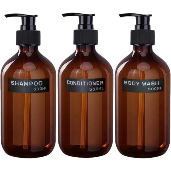「バスルームの生活感を“隠す”、美しいディスペンサーボトル3本セット」毎日使う場所だからこそ、見た目にもこだわりたい。この詰め替え用ディスペンサーボトルは、アンバーガラス風の半透明デザインと洗練されたブラックラベルで、バスルームや洗面台の印...