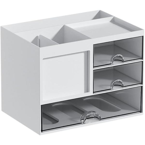 「見やすく整頓しやすい設計」透明引き出しにより中身が一目瞭然で、必要な物をすぐに見つけられます。日常使いに便利な構造です。「分類収納が可能」3つの引き出しと複数のコンパートメントで文房具・化粧品・小物をスッキリ整理。机上の散らかりを防ぎます...