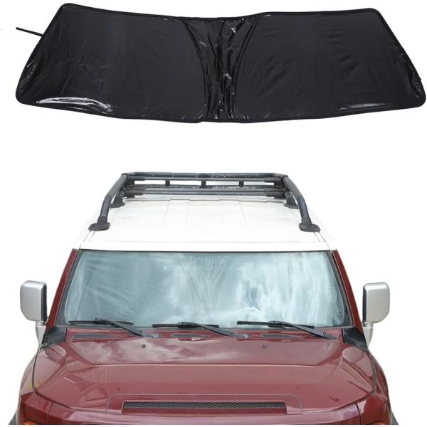 トヨタ FJ クルーザー 2007〜2021年に対応 車用 サンシェード UVカット 日よけ カーシェード(ブラック/スチールワイヤー)