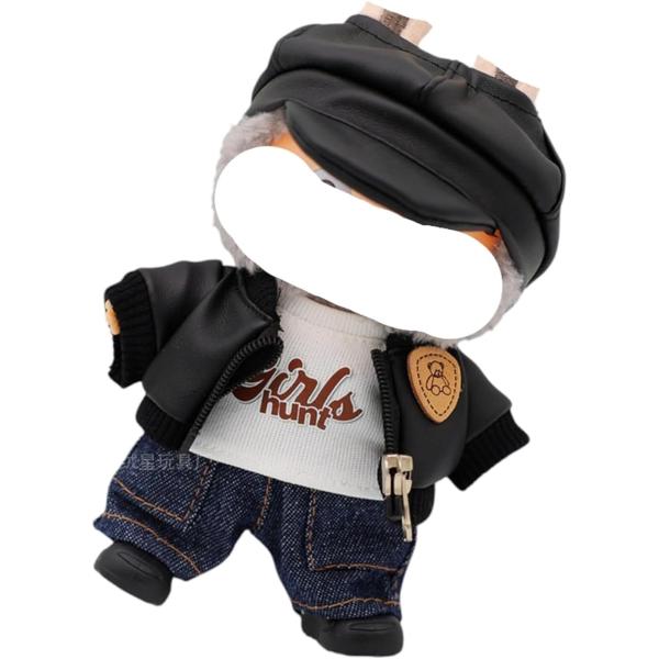 バリエーションコード : 2BUC36FLC8＊ ラブブ専用のおしゃれなレザージャケット風コスチュームセット。ジャケット、帽子、ジーンズ、Tシャツ、靴の5点でストリート風に着こなせます。細部までこだわったデザインで、ぬいぐるみ遊びやコレクシ...