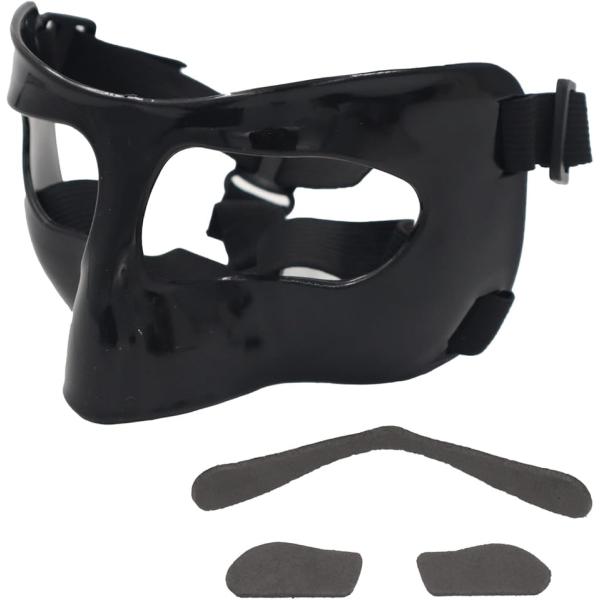 スポーツ、球技や作業場などの危険から鼻を守るノーズガードマスクです。スタイリッシュなブラックのデザインで、スポーツシーンをクールに演出します。立体構造で顔にピッタリフィット。アジャスター付きのゴムバンドで頭のサイズに合わせてしっかり固定。ス...