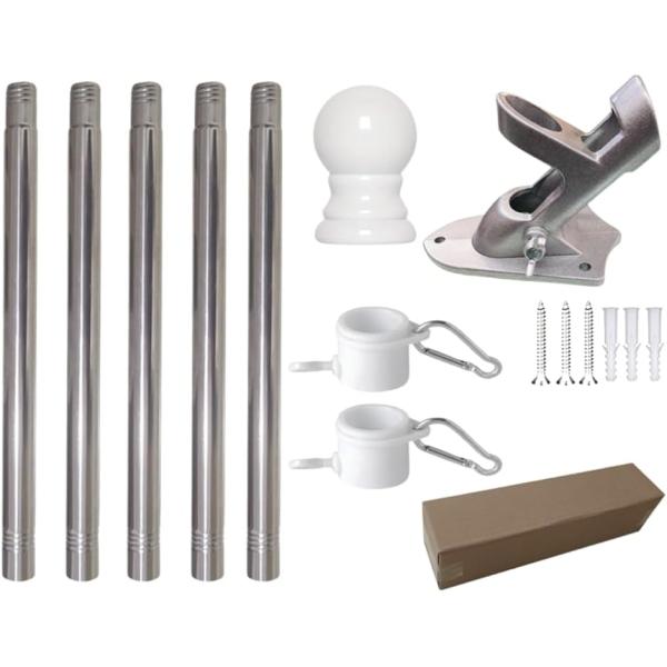 「高耐久素材」ステンレス製ポールでサビに強く、長期間の使用も安心。「旗用ポール」国旗や社旗を美しく掲げられる、絡まりにくい設計の旗用ポール。「簡単組み立て」5つのパーツに分かれるから、組み立て簡単＆コンパクト収納OK。「角度調節可能」設置は...