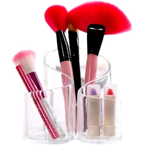 おしゃれな曲線デザインのクリアペン立て風コスメ用品収納ディスプレイ。細長い小さめコスメや口紅、マニキュア、アイライナー、ネイルカラー、メイクブラシ、チーク、アイブロウ、スティックファンデーションもすっきり綺麗に収納。その他いろいろな小物、コ...