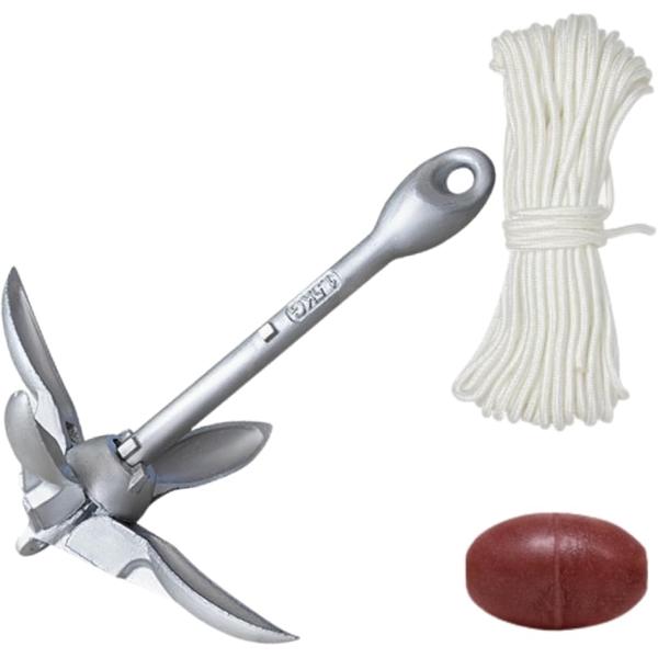 バリエーションコード : 2BUJULOU96「1. コンパクトに折りたためるフォールディングアンカー」爪を折りたたんで持ち運びや収納に便利な船用のアンカーです。小型ボートやカヤック、SUPなどに最適で、水中の岩や泥にしっかりと引っかかるこ...