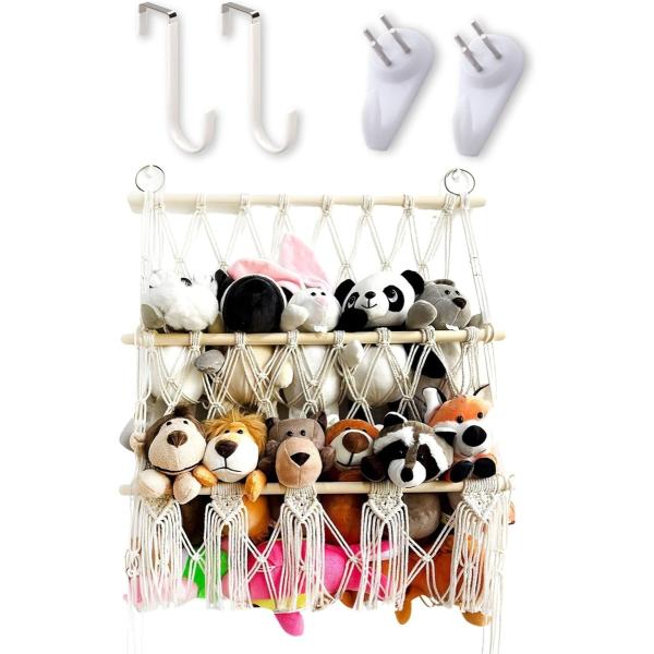 バリエーションコード : 2BUJXSTGQL「省スペース設計でスッキリ収納」 ぬいぐるみやおもちゃが床に散乱していませんか？この吊り下げ式ぬいぐるみ収納ハンモックなら、壁やドアを使って空間を有効活用でき、省スペースでスッキリ整頓が可能です...