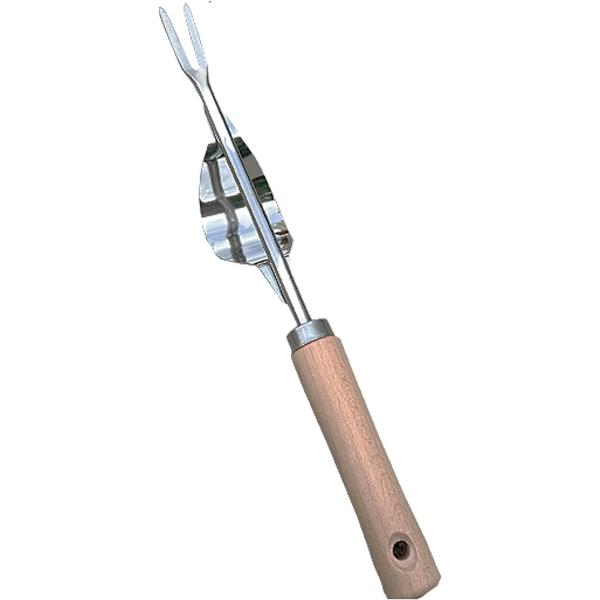 草むしり 便利グッズ 雑草抜き 道具 根こそぎ簡単除草 ステンレス製 草取り器具 木製ハンドル付き 片手用 防錆設計(ナチュラル)