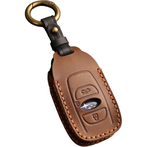 スバル キーケース キーカバー 本革の贅沢 フォレスター クロストレック レヴォーグ インプレッサ アクセサリー (ブラウン)
