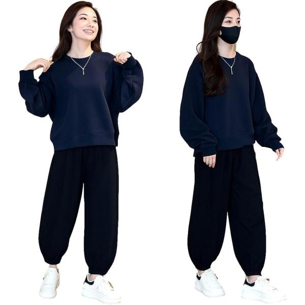 バリエーションコード : 2BUNT5X6XIスウェット上下セット「通勤・運動・旅行・お出かけに」スラックスで楽チンなのにかわいい・ジムやトレーニングの移動着に・伸縮性のあるジャージ素材と軽い着心地・動きやすいデザイン・らくちんウエストゴム...