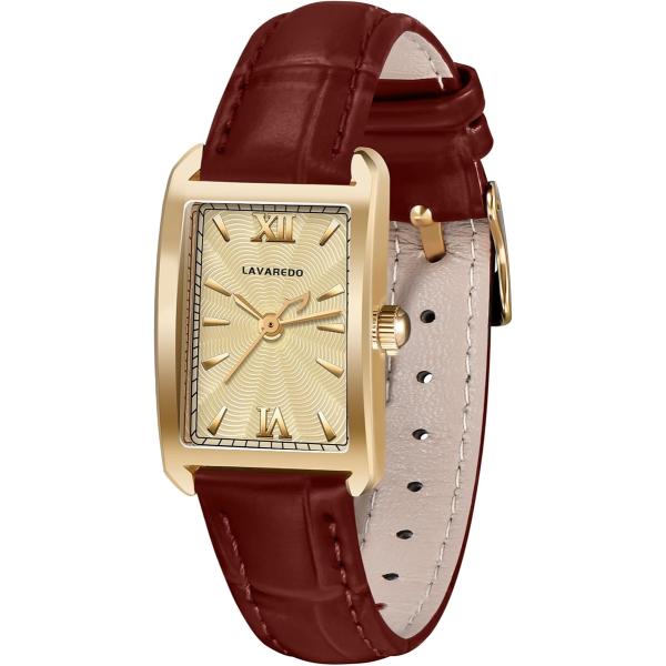 バリエーションコード : 2B9DWF3H5Yレトロな女性腕時計：クラシックでレトロなレディース腕時計、高品質の樹脂ガラス文字盤/レトロな長方形文字盤/洗練された革ベルトは、日常のシーンに適しており、パーティー、パーティー、結婚式の着用にも...