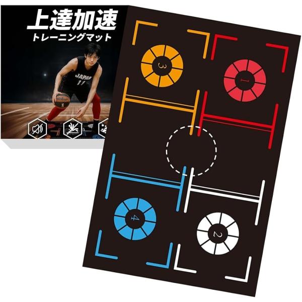 バスケットボール ドリブル トレーニング マット 室内 静音 サイレント 滑り止め バスケ用品 床 (ブラック,  大人用「特厚3mm」)
