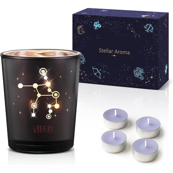 星座が灯る、あなただけの夜空 12の星座をかたどった繊細な模様が浮かび上がる、グラス型のキャンドルスタンド。火を灯した瞬間、柔らかな光が夜空のように揺らめき、まるで星が瞬くように輝きます。付属のキャンドルを灯せば、幻想的な光と香りが部屋を包...