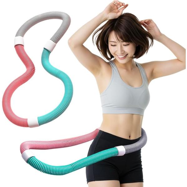 らくに叶う憧れくびれフラフープ ダイエット 大人 無理なく続く ソフト 静音設計 有酸素運動 腹筋 (マルチカラー,  1.4kg)