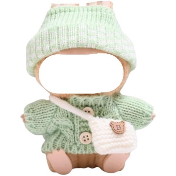 バリエーションコード : 2BURK15494＊ ラブブ専用のニットコーデセットは、あったかニット帽、ボタン留めデザインのセーター、ハンドメイド感あふれるバッグが揃ったおしゃれアイテム。ふわふわのアクリル糸を使用し、触り心地抜群で、ラブブ本...