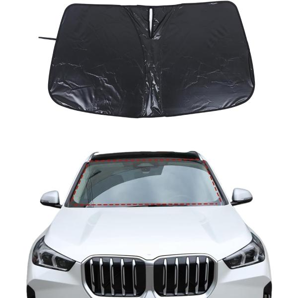 BMW X1/iX1/X2/iX2 2016〜2023 サンシェード (ブラック/スチールワイヤータイプ,  137cm x 73cm)
