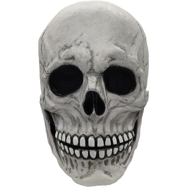 バリエーションコード : 2BUW5SIYG4「みんなで楽しめるガイコツマスク」 少しドキッとするけれど、どこかユーモラスでかわいい骸骨デザイン。お子さまから大人まで、家族みんなで楽しくハロウィン気分を盛り上げられるマスクです。「あごが動い...