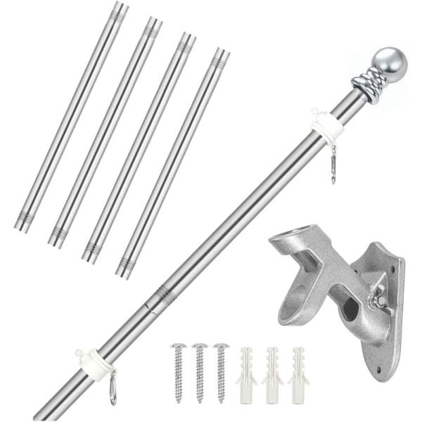 「最大1.8m・コンパクト収納」ポールは5本のパーツに分かれており、必要に応じて長さ調整が可能。最大約1.8mで、未使用時はコンパクトに収納でき保管も簡単。ネジで固定するだけのシンプル設計。旗の掲揚角度は45度・90度の2パターンで調整可能...