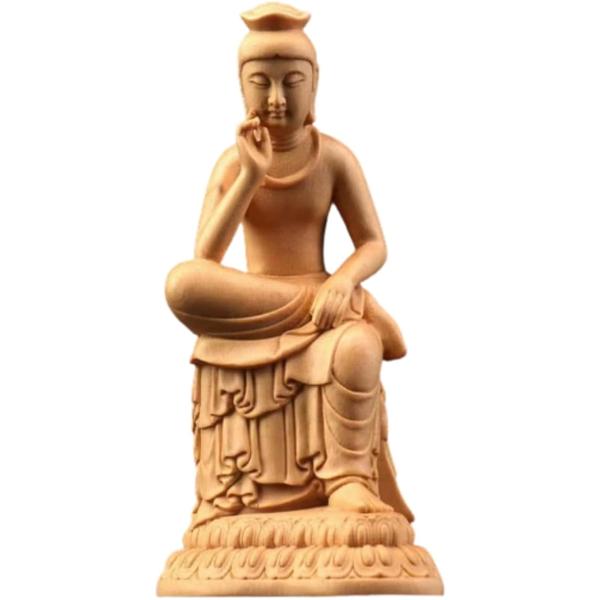 弥勒菩薩: 弥勒菩薩とは、釈迦如来が入滅した後、五六億七千万年後にこの世に現れて仏となり、人々を救済するとされる未来仏です。現在は兜率天という天上で修行を積んでいるとされています。半跏思惟像: 右足を左膝に乗せて、頬に手を当てて深く思索にふ...