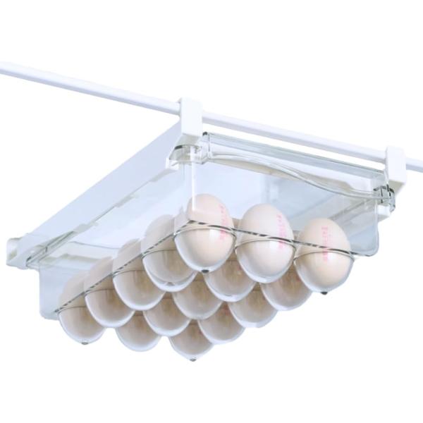 「省スペース」冷蔵庫内の空間をムダなく使える卵ケースです。吊り下げ式で卵を収納できるので、庫内の省スペース化が実現し使い勝手も格段に向上します。「取り出し簡単」引き出し式トレー設計だから、卵出し入れがスムーズに行え、ストレスを感じさせません...