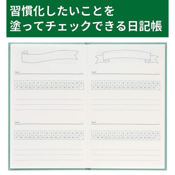 日記 日記帳 ハビットトラッカー 青緑 ミドリ A6変形 80頁 習慣にしたいことを塗ってチェックする日記 Zr 堀萬昭堂 ヤフー店 通販 Yahoo ショッピング