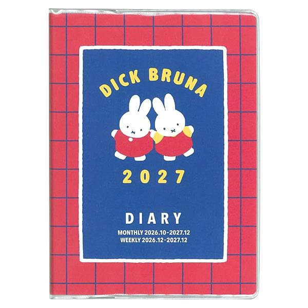 2027年 ダイアリー 手帳 スクエア ミッフィー  A6 レッド 01BD-1R Dick Bruna マンスリー＆ウィークリー 月曜始まり 10月始まり 透明PVCカ