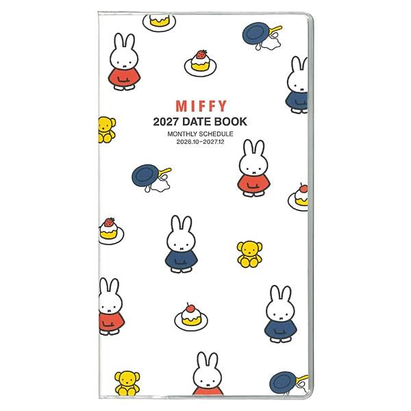 2027年 ダイアリー 手帳 スクエア ミッフィー スリム ホワイト 06BD-2W Dick Bruna マンスリー 月曜始まり 10月始まり 透明PVCカバー