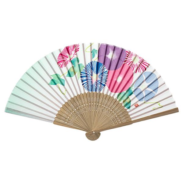 扇子 夏 朝顔柄 598 布製扇子袋付き 竹製 骨格 片面布貼り 紙シリーズ の夏小物 せんす センス デザインフィル ミドリカンパニー 598 堀萬昭堂 ヤフー店 通販 Yahoo ショッピング