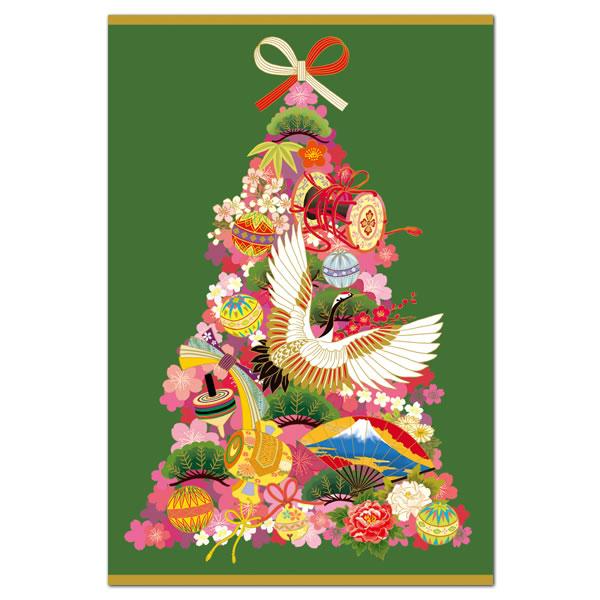 クリスマスカード 和風 海外向け 和風クリスマスツリー C0 356 Xc 23 縦型 チキュウ Chikyu 中紙 封筒別注印刷可能 Christma C0 356 堀萬昭堂 ヤフー店 通販 Yahoo ショッピング