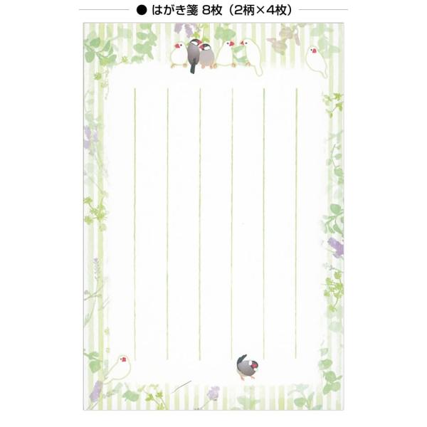 はがき箋 文鳥 CGH140 （9） 8枚（2柄） ぶんちょう 葉書 ハガキ