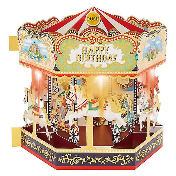 バースデーカード ライト付きメロディカード P130 メリーゴーランド サンリオ 電池交換可能 グリーティングカード お誕生お祝い 立体カード P130 堀萬昭堂 ヤフー店 通販 Yahoo ショッピング