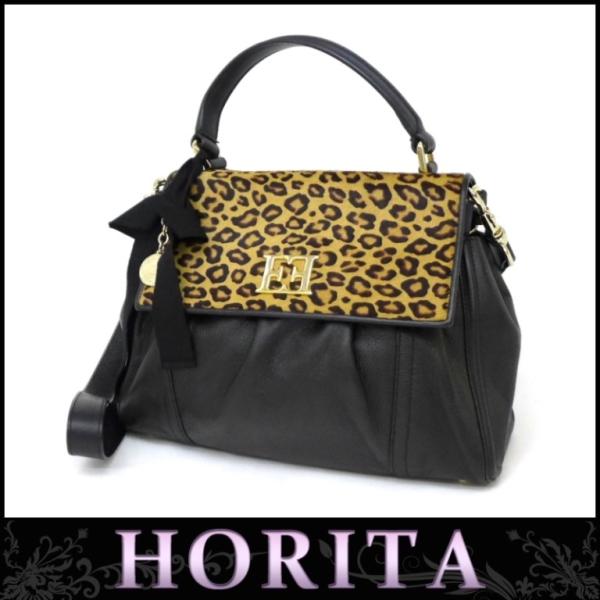 ESCADA（エスカーダ） ハンドバッグ 2WAY ストラップ付 黒 革×ハラコ