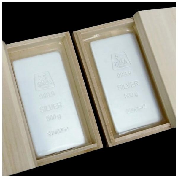 井嶋金銀工業 純銀 インゴット [桐箱付] 500g×2本セット シルバー/SV999.9 1000g 1kg ingot(54856)