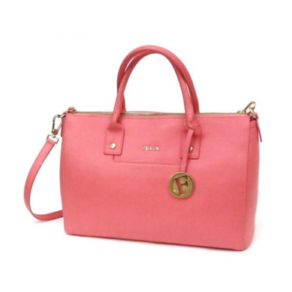 フルラ FURLA ハンドバッグ 2WAY ロゴチャーム付き ピンク 【中古】(54990) FURLA（フルラ） ハンドバッグ 2WAY ロゴチャーム付き ピンク 【中古