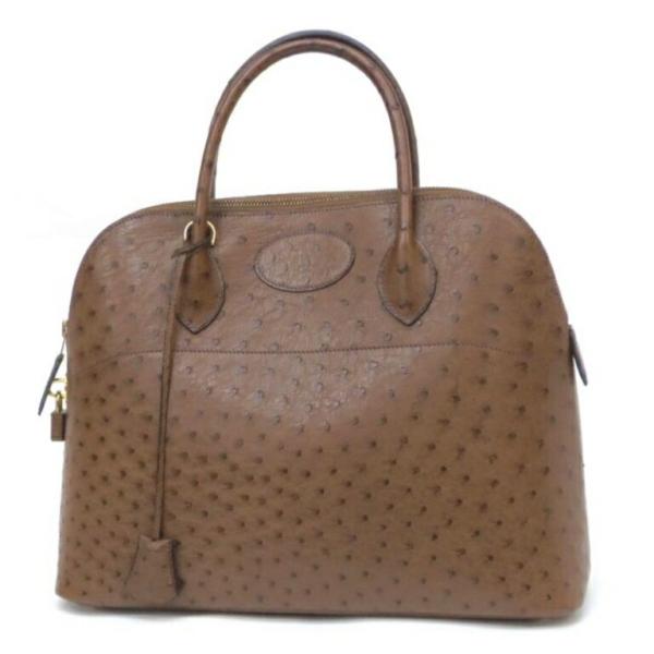エルメス HERMES ハンドバッグ ボリード35 □C刻印 茶 オーストリッチ 【中古】(57917) HERMES（エルメス） ハンドバッグ ボリード35 □C刻印 茶